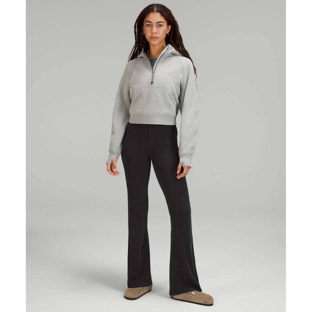 NWT Lululemon Brushed Softstreme Ribbed High Rise Flared Pant Black Size 8 32.5"